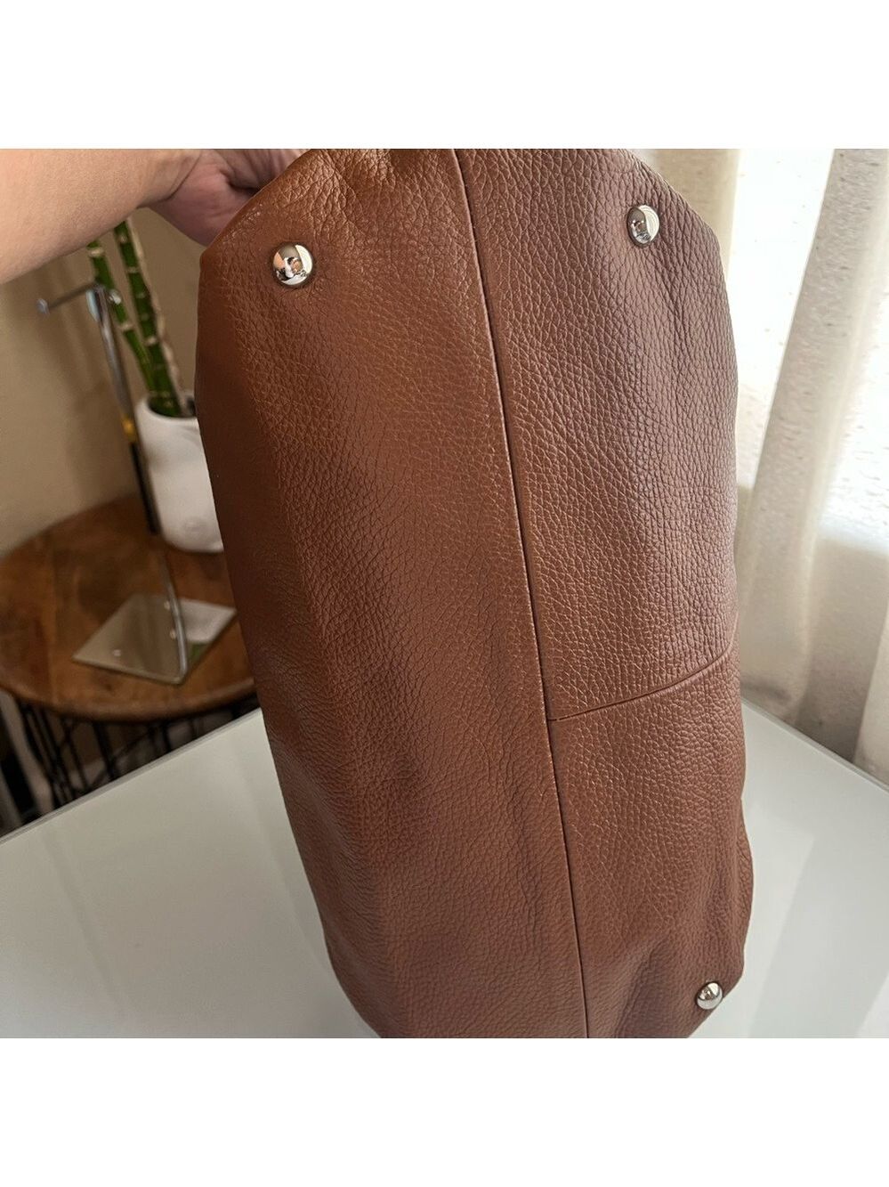 FURLA CAMEL COLORED PEBBLED LEATHER HANDBAG - Picture 6 of 16